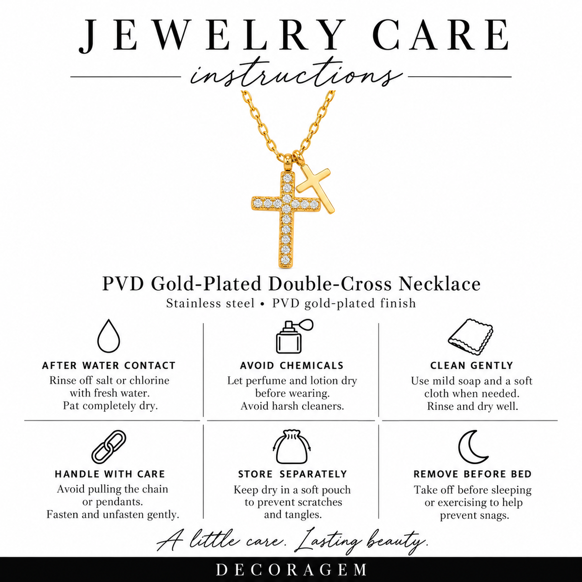 Double Faith Gold-Plated Cross Necklace