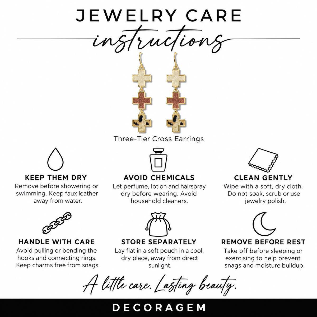Three-Cross Drop Earrings