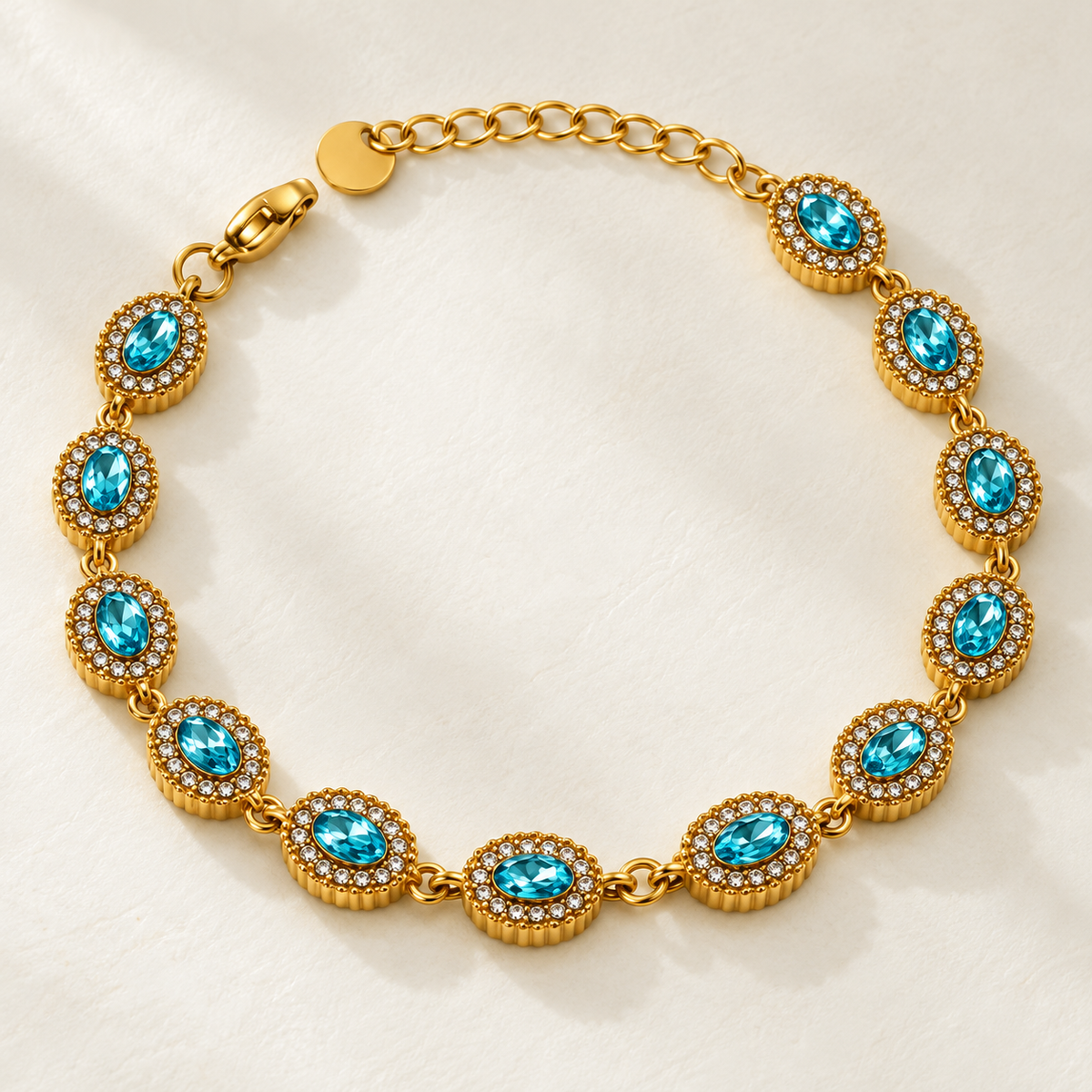 18K Gold-Plated Oval Stone Bracelet