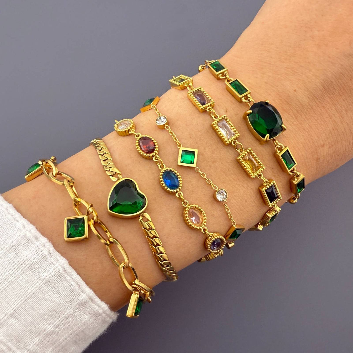 Multicolor Oval Cubic Zirconia Bracelet