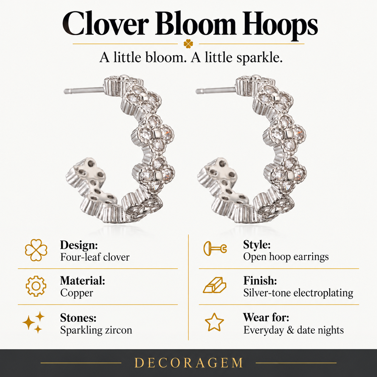 Color Pop Clover C-Hoop Earrings