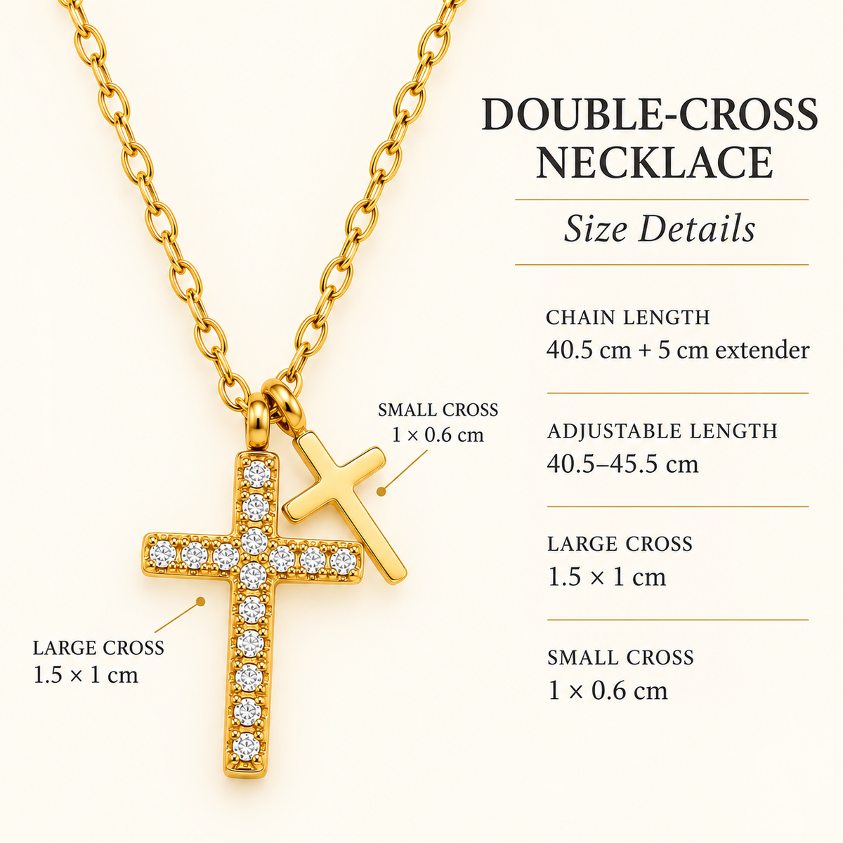 Double Faith Gold-Plated Cross Necklace