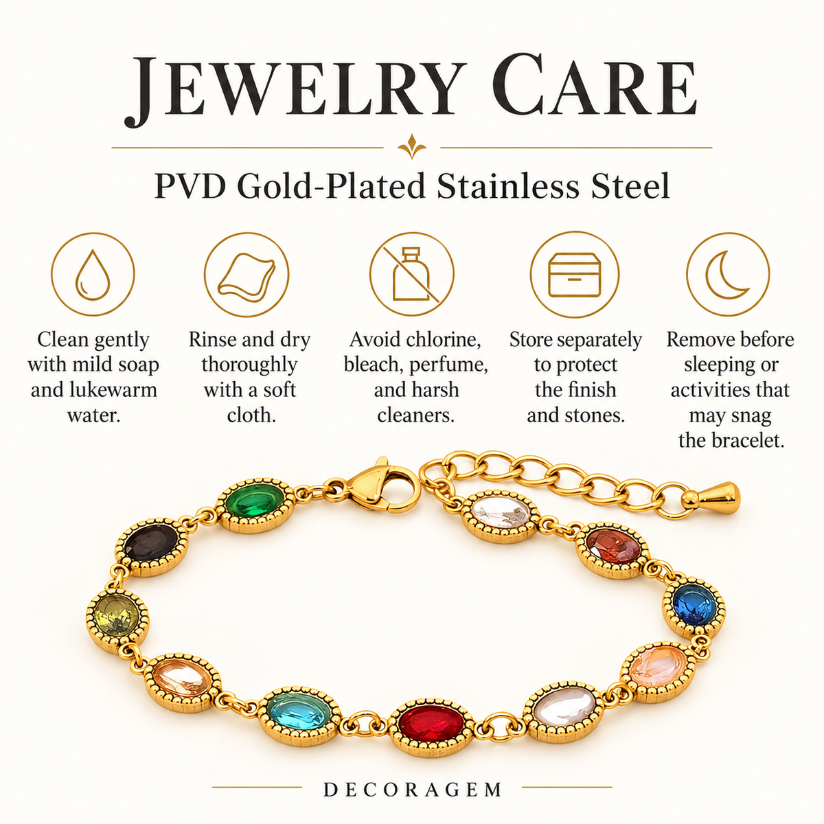 Multicolor Oval Cubic Zirconia Bracelet