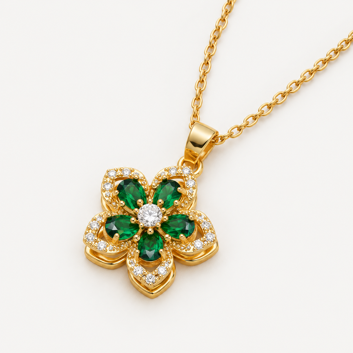 Bloom & Shine Rotating Flower Pendant Necklace