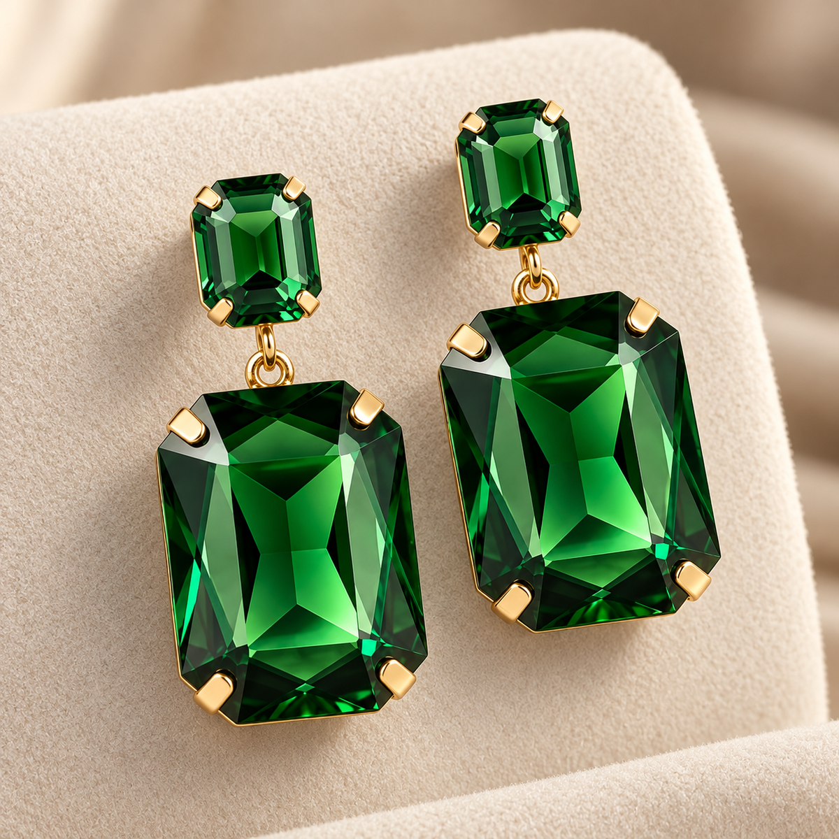 Rectangle rhinestone drop earrings
