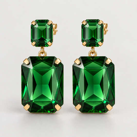 Rectangle rhinestone drop earrings