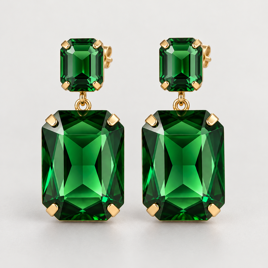 Rectangle rhinestone drop earrings