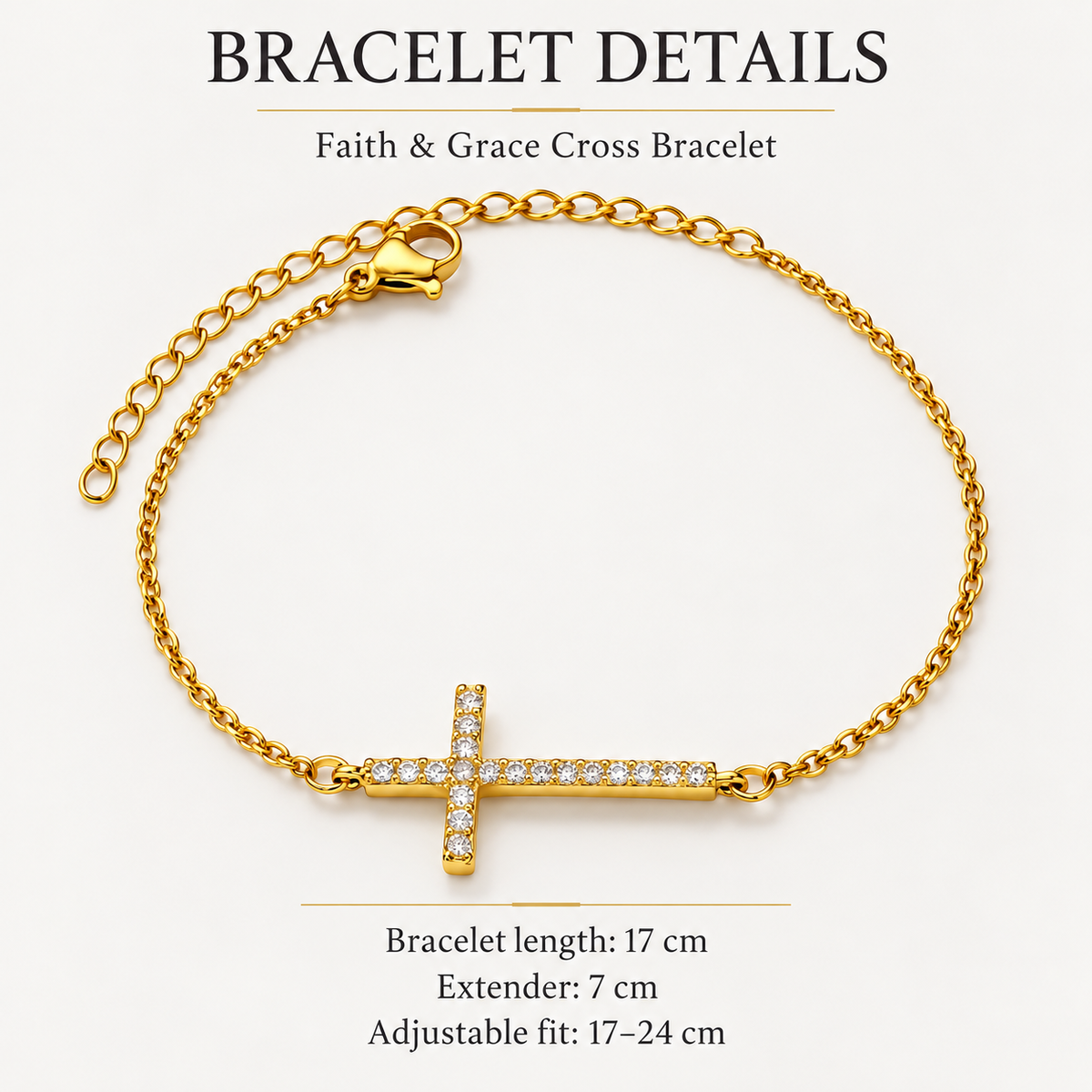 Faith & Grace Gold-Plated Cross Bracelet