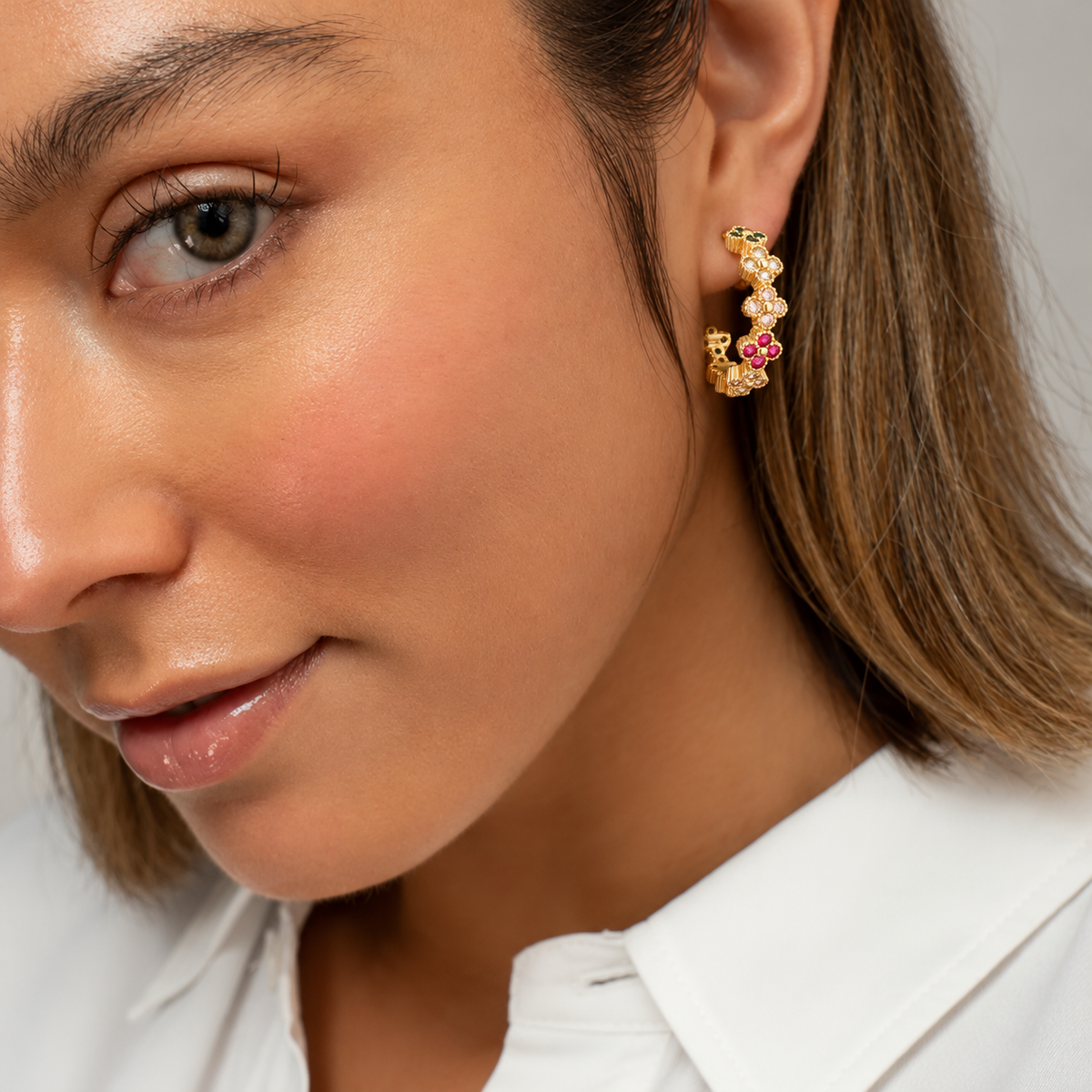Color Pop Clover C-Hoop Earrings
