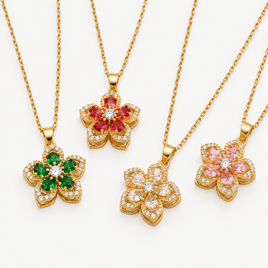 Bloom & Shine Rotating Flower Pendant Necklace