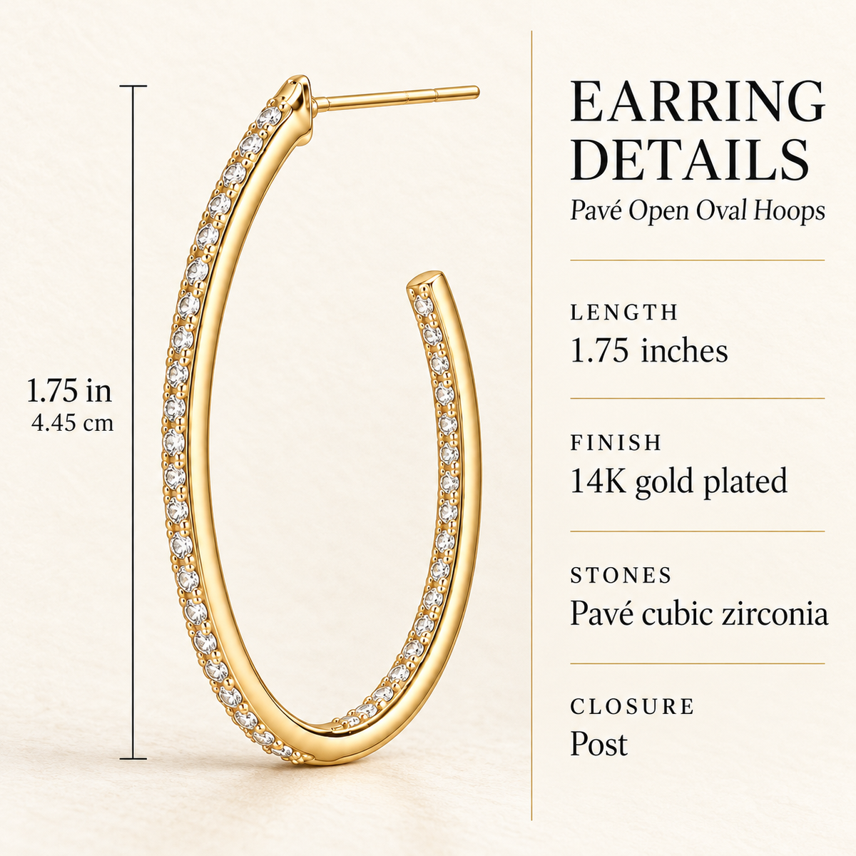 Gold-Tone Sparkle Hoop Earrings