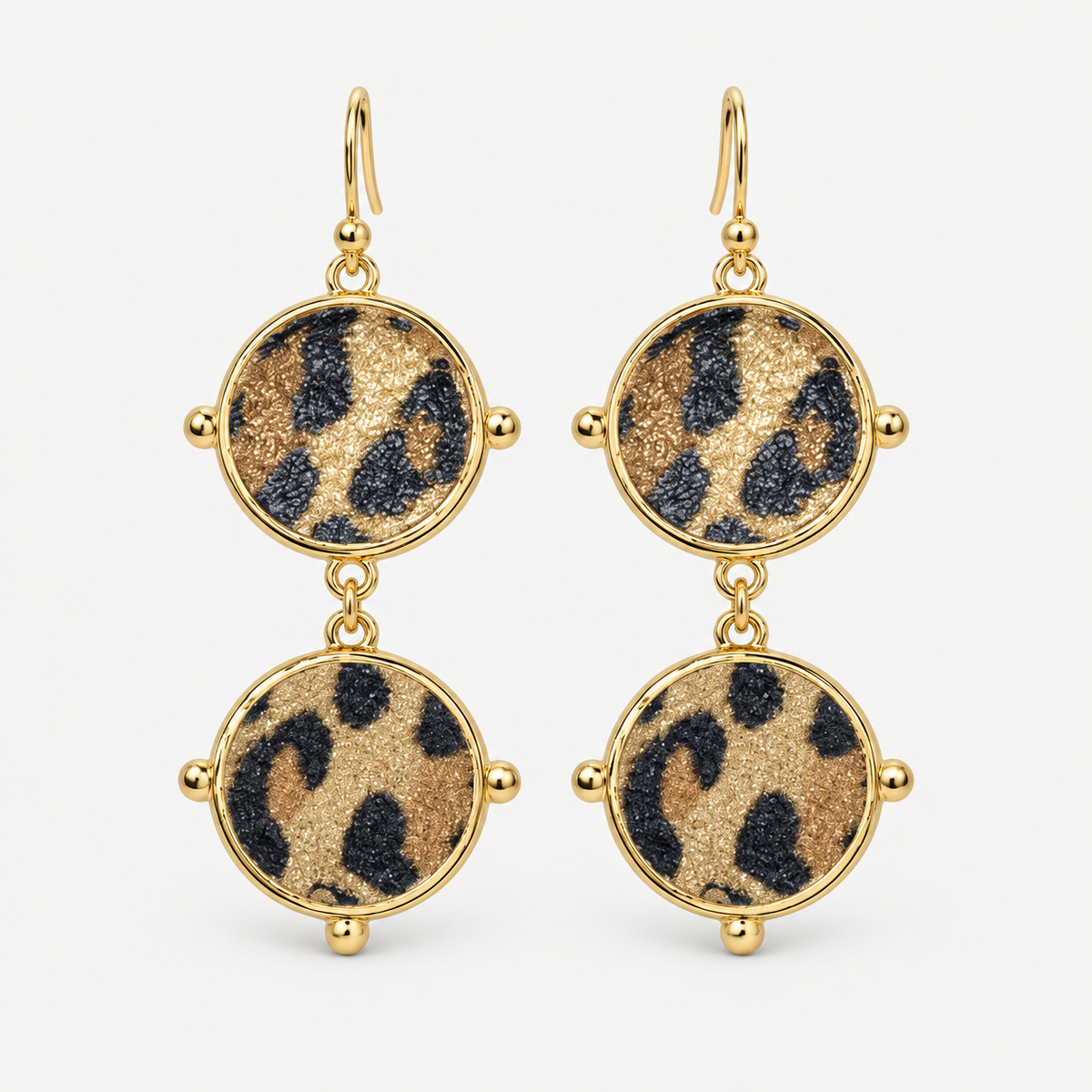 Leopard-Print Double-Drop Earrings
