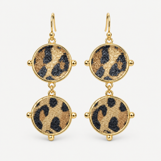 Leopard-Print Double-Drop Earrings