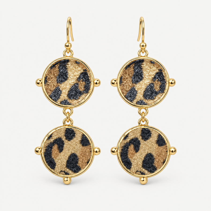 Leopard-Print Double-Drop Earrings