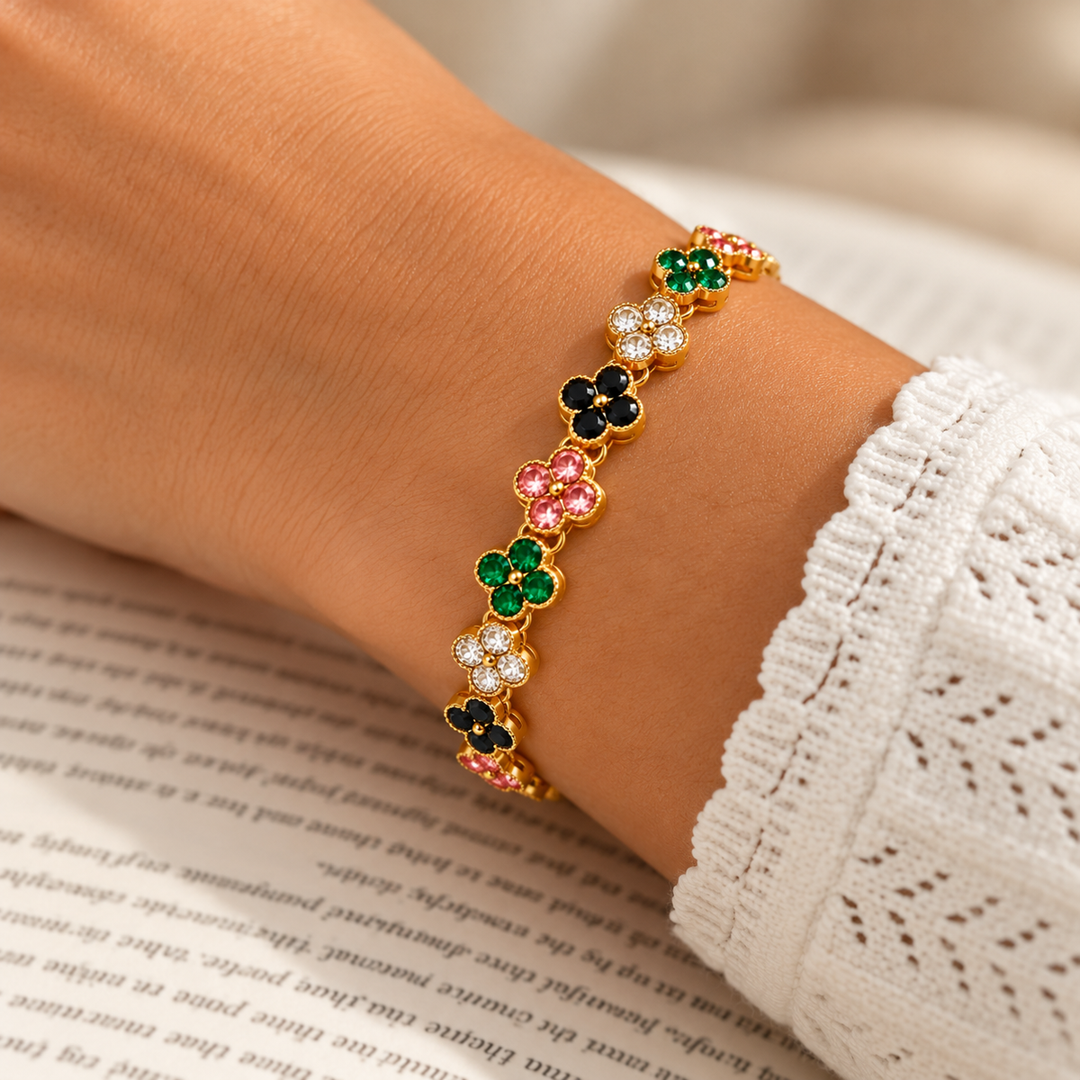 Lucky Bloom Multicolor Rhinestone Bracelet