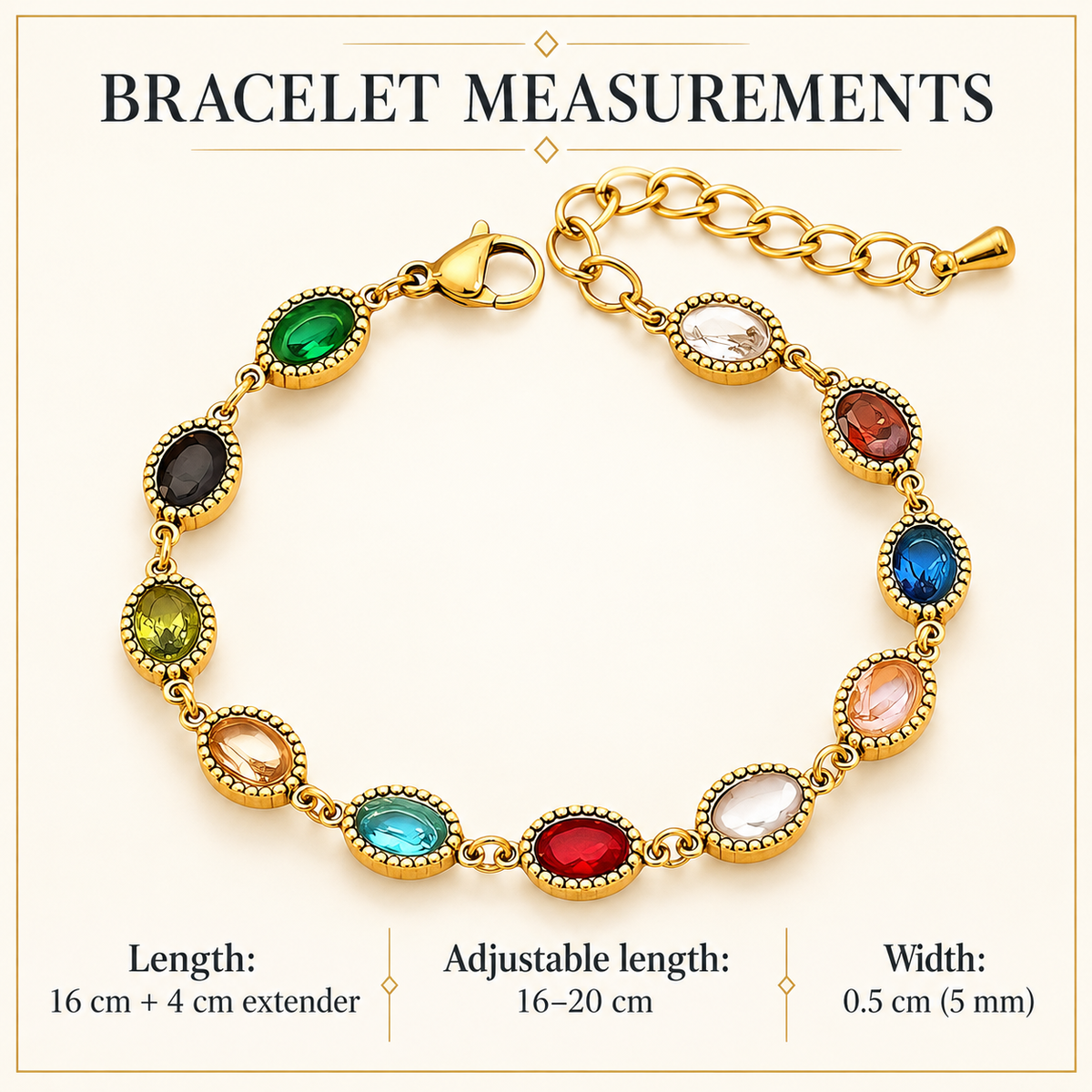 Multicolor Oval Cubic Zirconia Bracelet