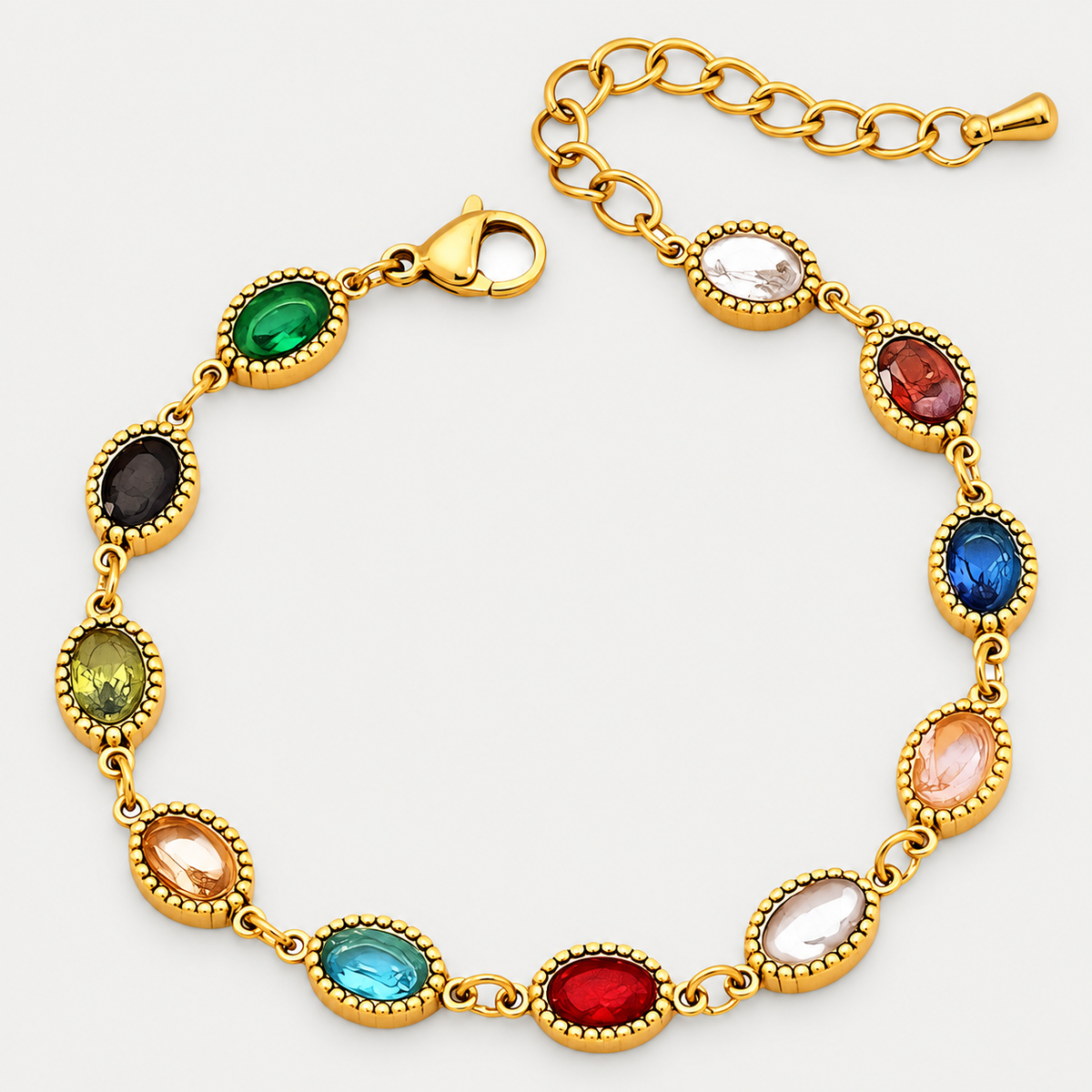 Multicolor Oval Cubic Zirconia Bracelet