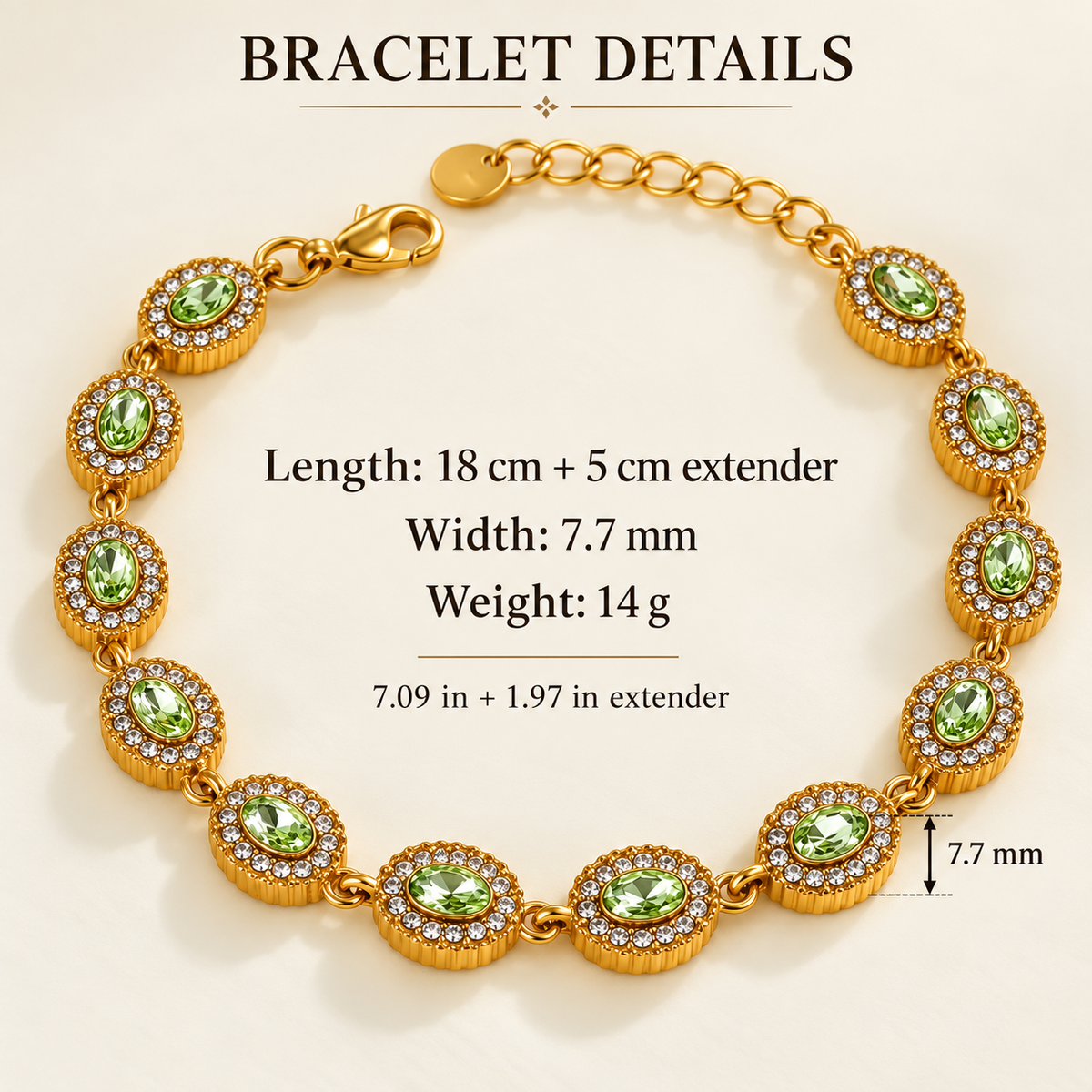 18K Gold-Plated Oval Stone Bracelet