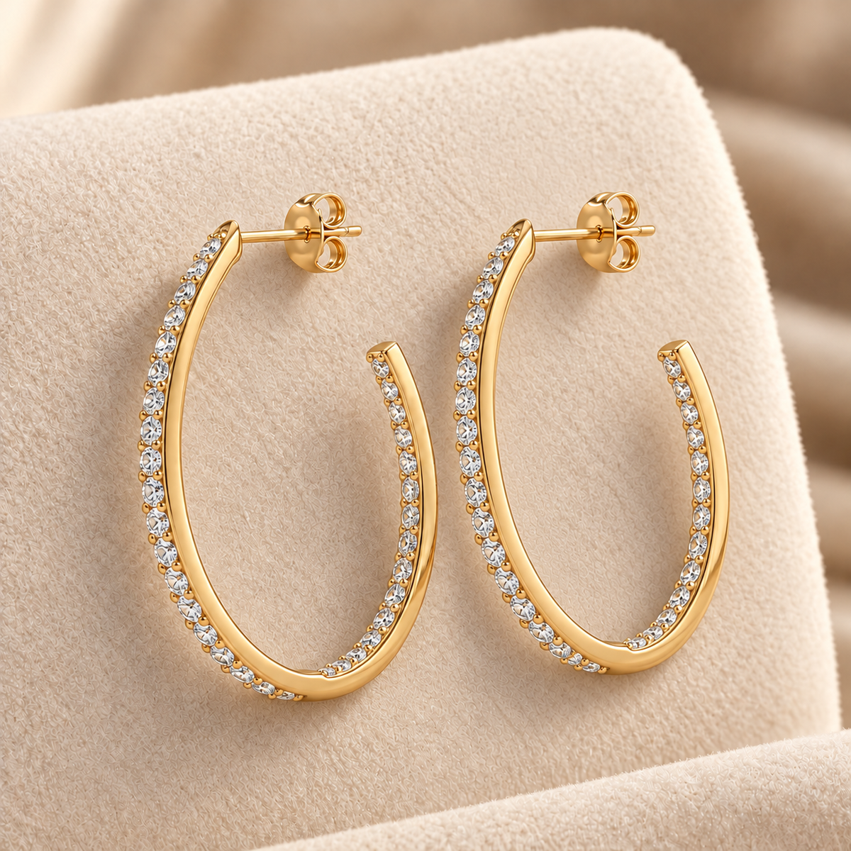 Gold-Tone Sparkle Hoop Earrings