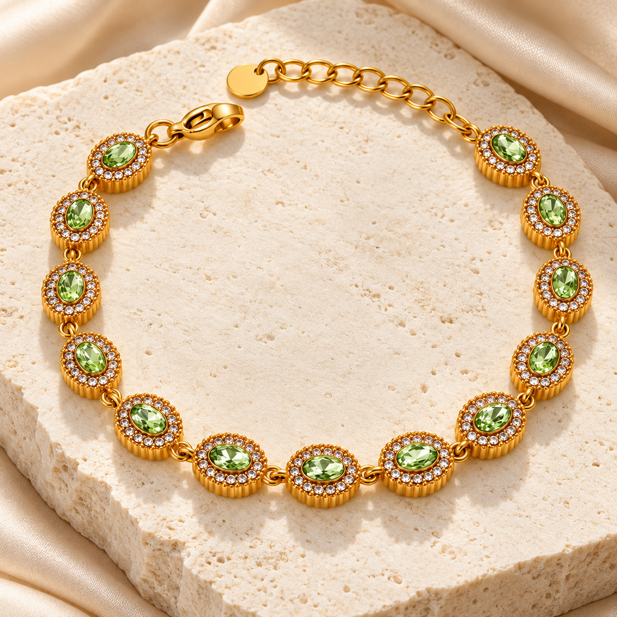 18K Gold-Plated Oval Stone Bracelet