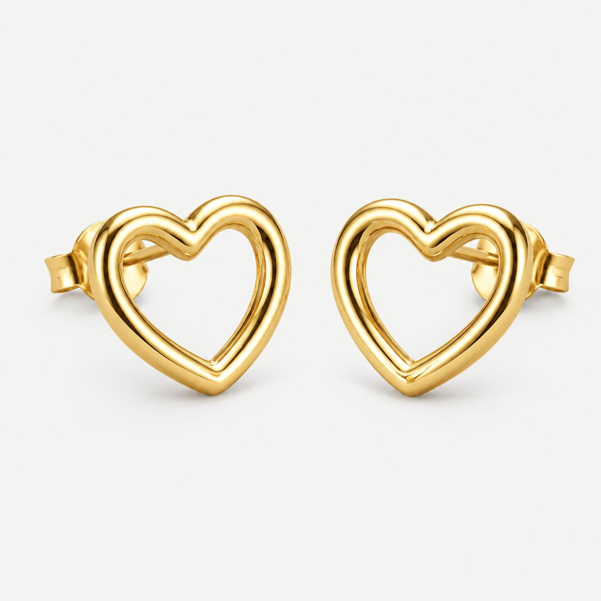 14K Gold-plated open heart stud earrings