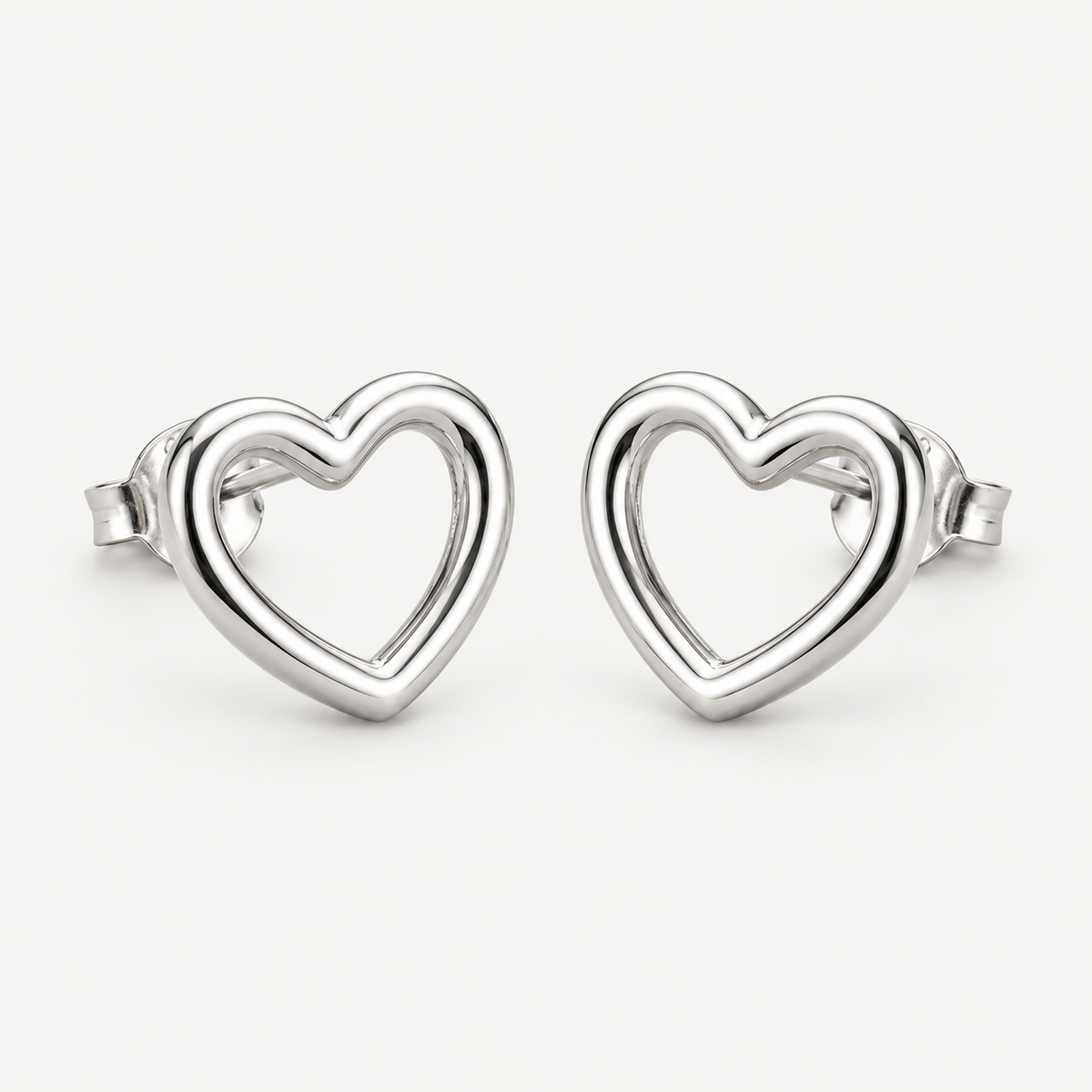 14K Gold-plated open heart stud earrings
