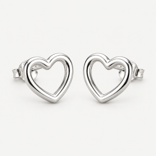 14K Gold-plated open heart stud earrings