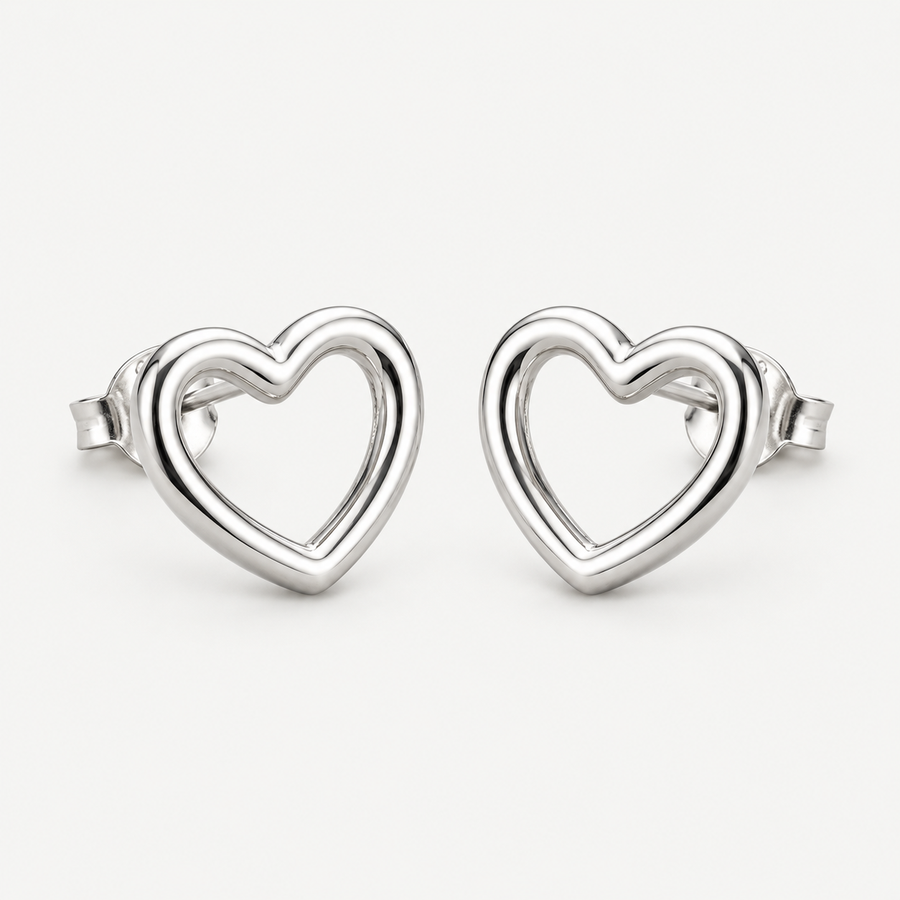 14K Gold-plated open heart stud earrings