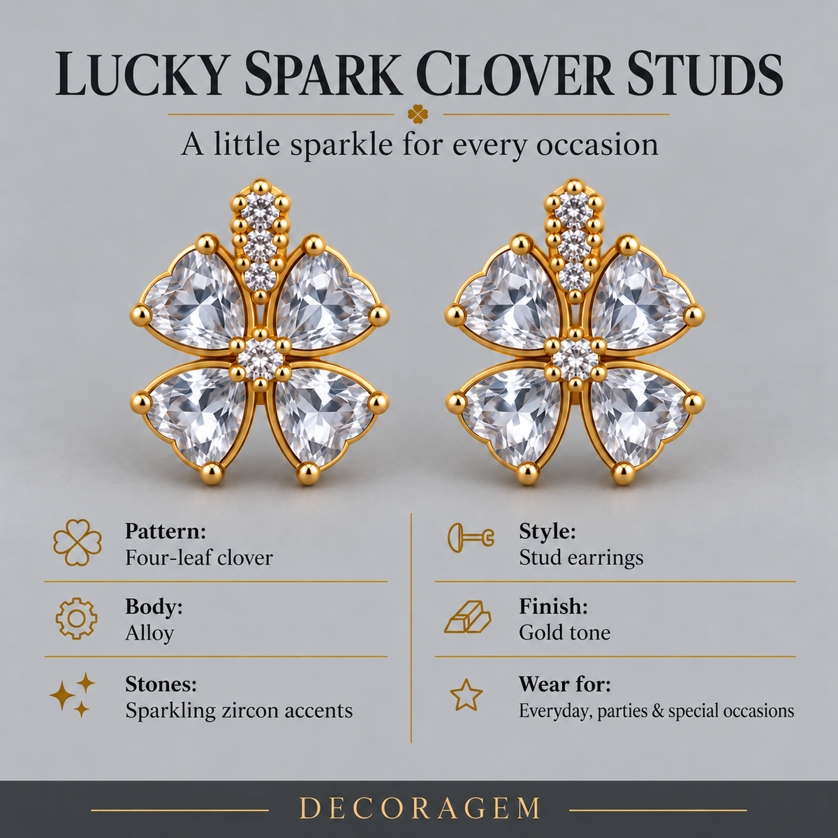 Lucky Spark Clover Studs