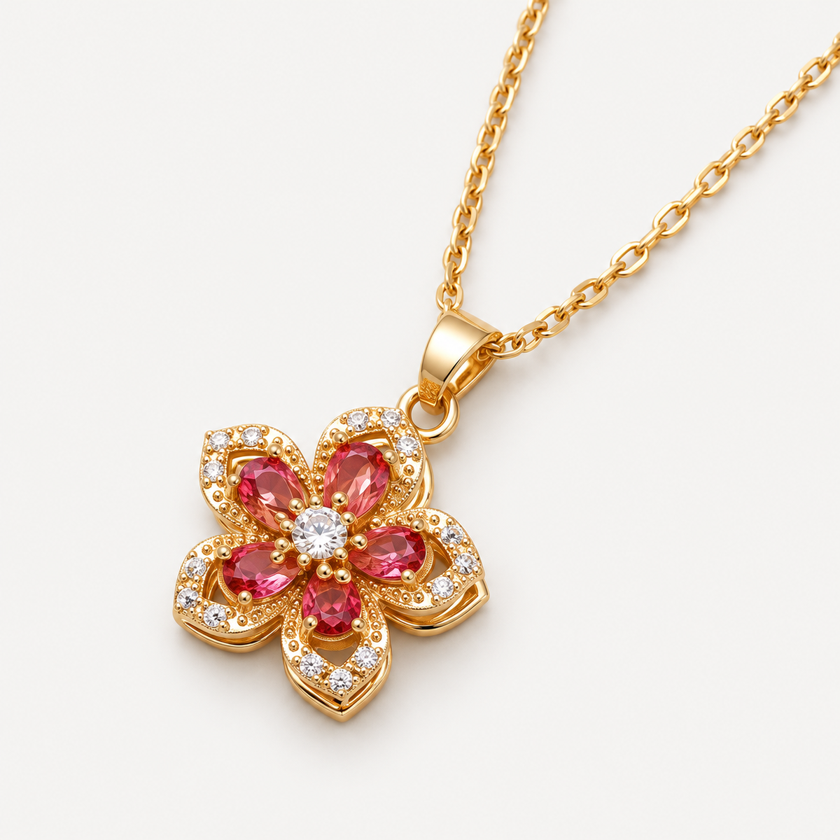 Bloom & Shine Rotating Flower Pendant Necklace