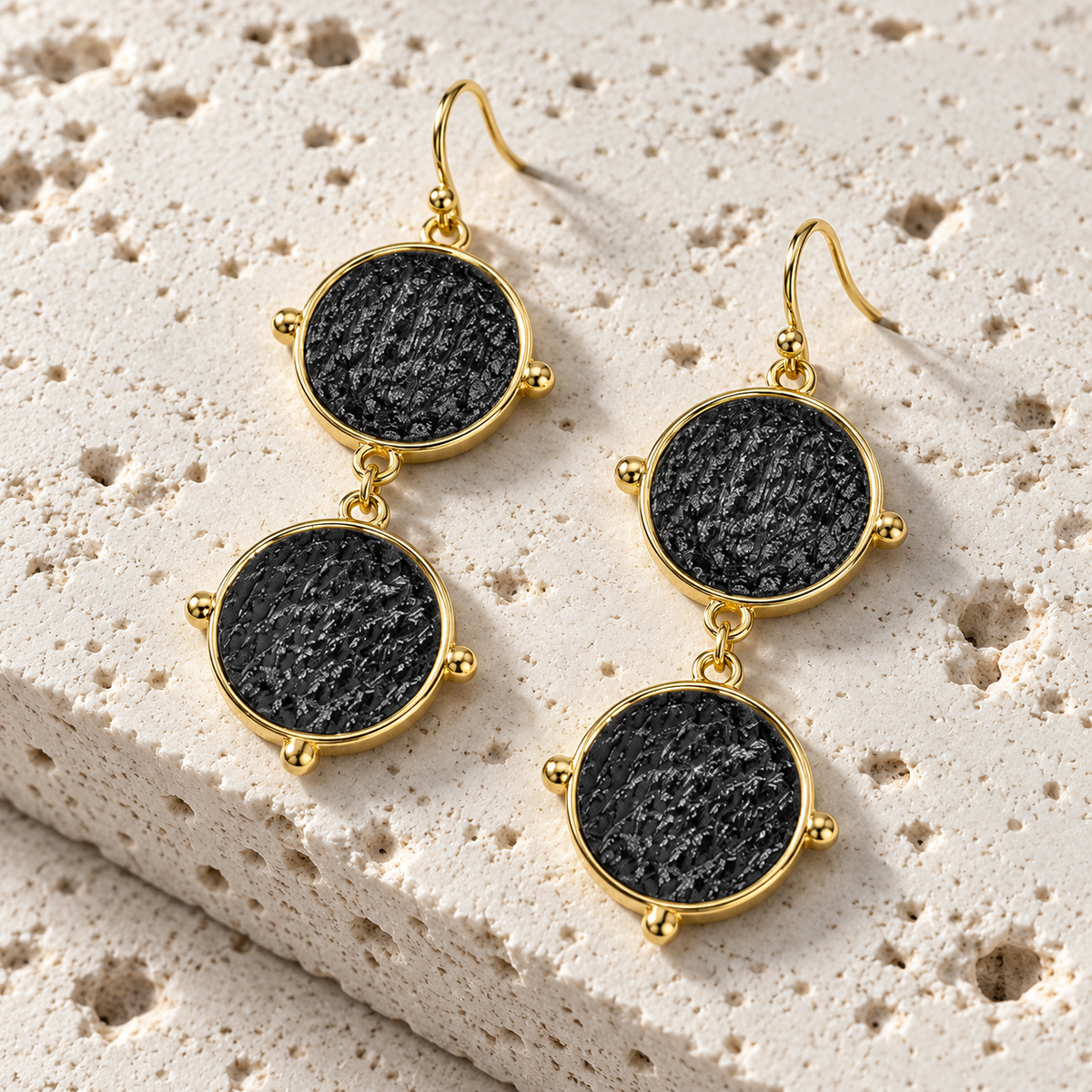 Leopard-Print Double-Drop Earrings