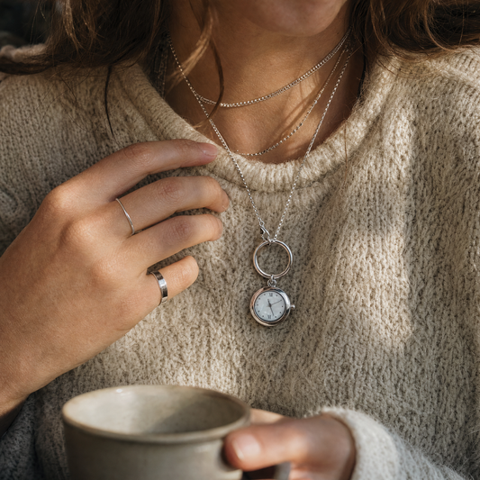 Silver-Tone Watch Pendant Necklace